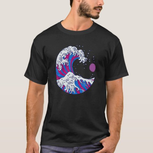 Pretty Bisexual Pride Flag LGBTQ Bi Japanese Wave  T_Shirt