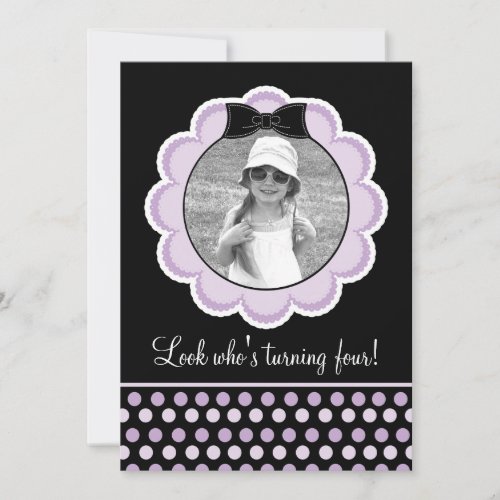 Pretty Black and Purple Birthday Party Invitation