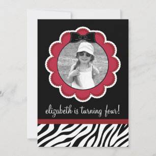 Pretty Black and Red Birthday Party Invitation