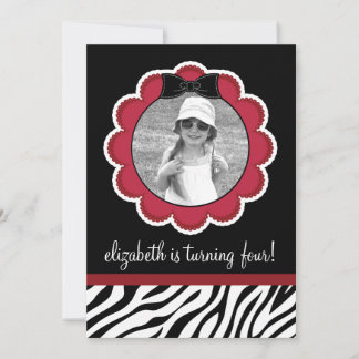 Pretty Black and Red Birthday Party Invitation