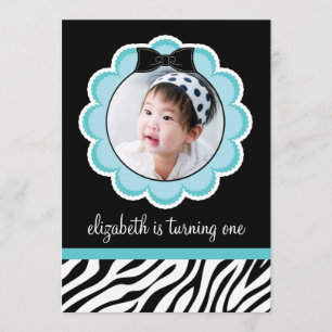 Pretty Black and Teal Birthday Party Invitation