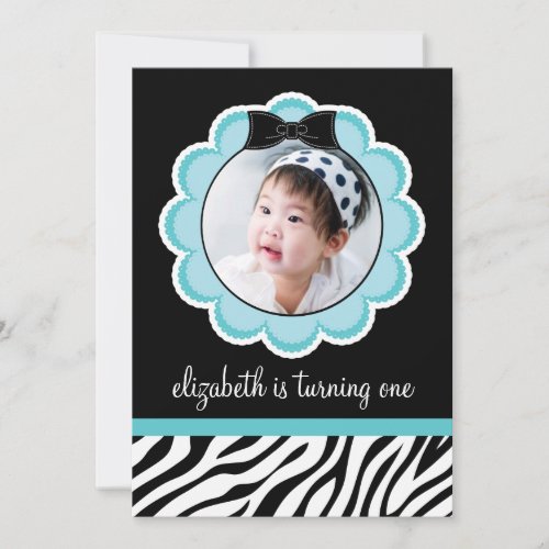 Pretty Black and Teal Birthday Party Invitation