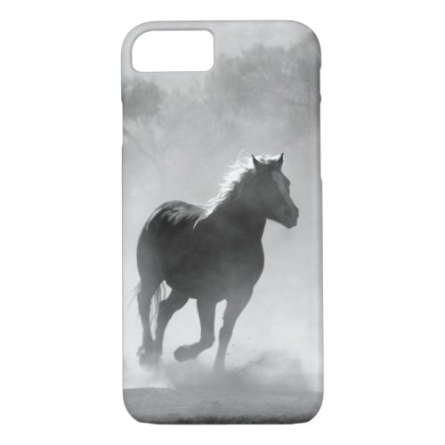 Pretty Black and White Galloping Horse Case