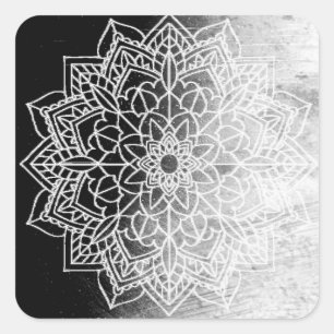 Pretty Black and White Mandala Abstract Square Sticker