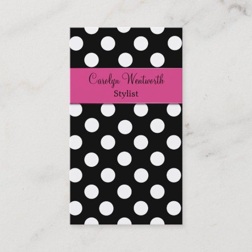 Customizable Pretty Black and White Polka Dot Business Card