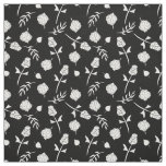 Pretty Black and White Roses Rosebud Floral Print Fabric