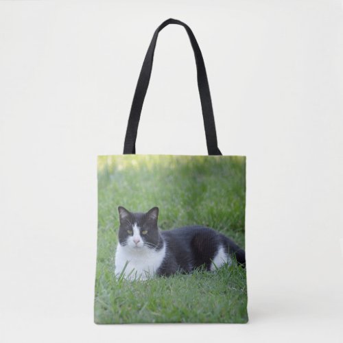 Pretty Black and White Tuxedo Cat Photo Tote Bag