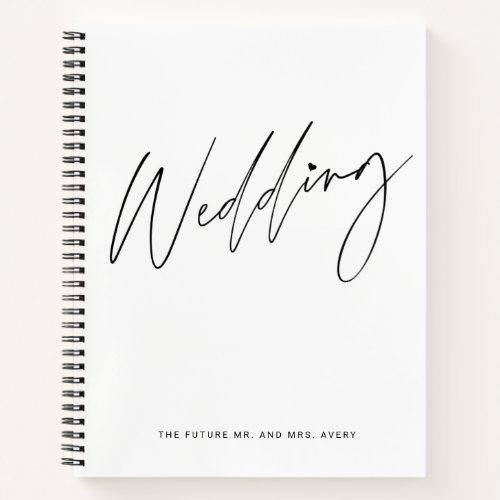 Pretty Black and White Wedding Plans Notebook