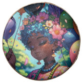 Pretty Black Anime Girl with Birthday Chocolate Covered Oreo (Front)