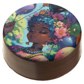 Pretty Black Anime Girl with Birthday Chocolate Covered Oreo (Angled)