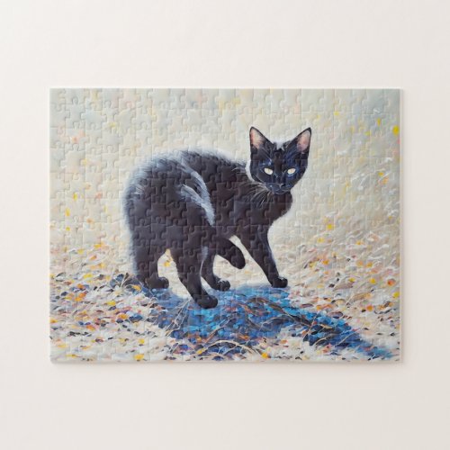 Pretty Black Cat Feral Art Puzzle