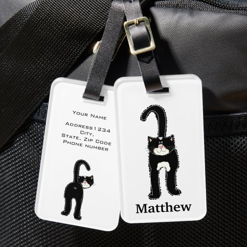 Pretty Black Cat Personalized Luggage Tag