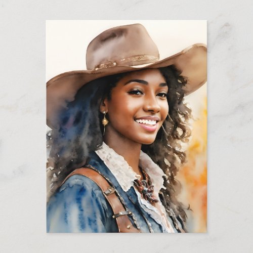 Pretty Black Cowgirl African American Woman Postcard