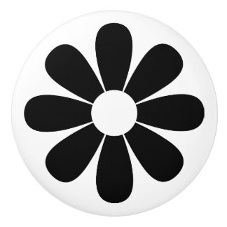 Pretty Black Daisy Ceramic Knob