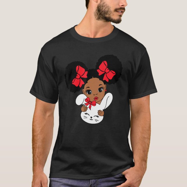 Pretty Black & Educated African Queen Girl Happy E T-Shirt (Front)