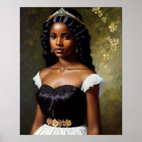 Pretty Black Girl Princess Art Poster