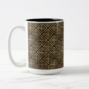 PRETTY BLACK & GOLD ROWS OF CELTIC KNOTS Two-Tone COFFEE MUG