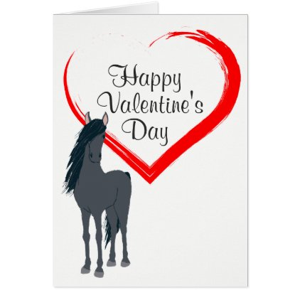 Pretty Black Horse and Heart Happy Valentine&#39;s Day Card