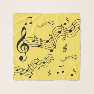 Pretty Black Musical Notes Chiffon Scarf