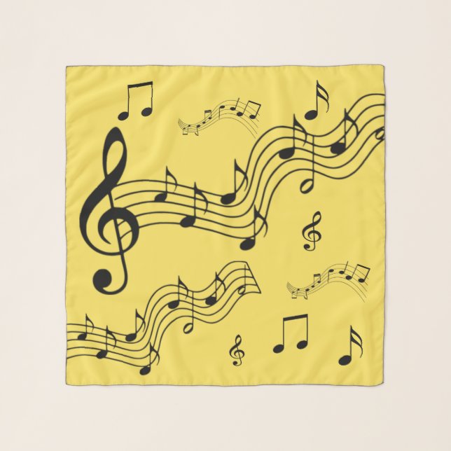 Pretty Black Musical Notes Chiffon Scarf (Front)