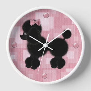 Pretty Black Poodle Wall Clock