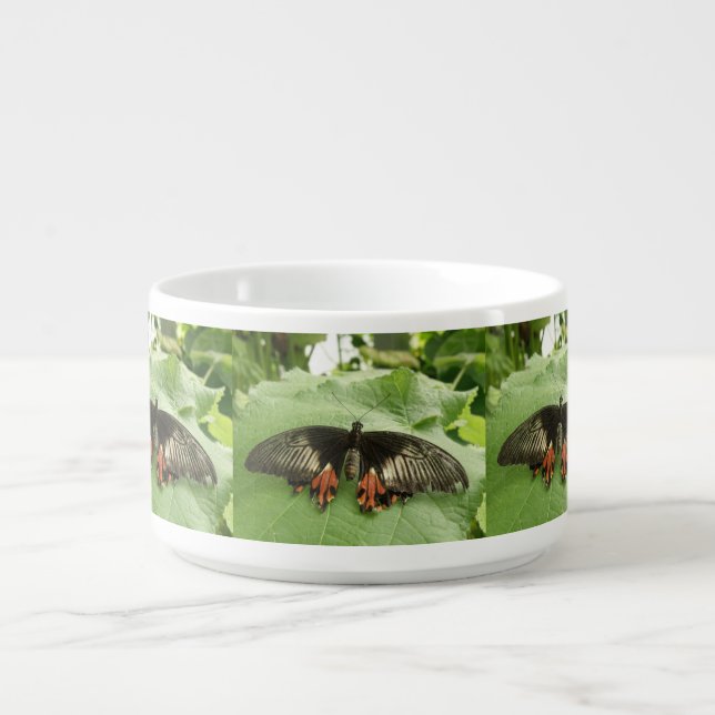 Pretty Black Red and Gold Butterfly Chili Bowl (Center)