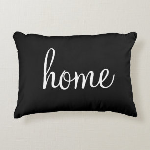 Pretty black & white "home" accent pillow