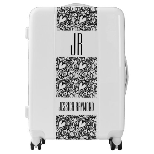 Pretty black  white monogram luggage trolley