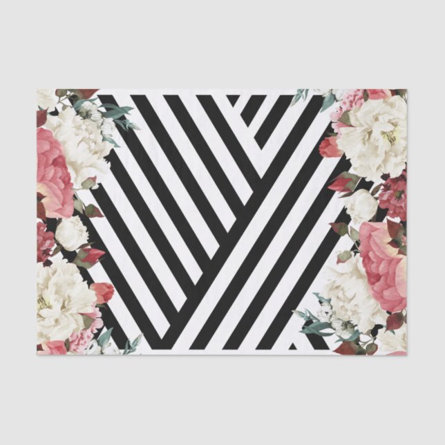 Pretty Black White Stripes 10lb Tissue Paper (Front)