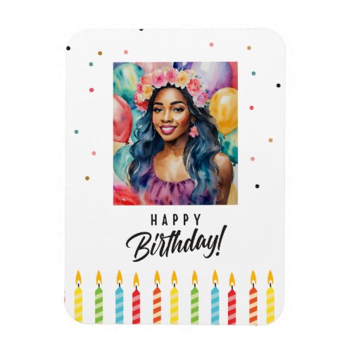 Pretty Black Woman Happy Birthday Multicolor Magnet