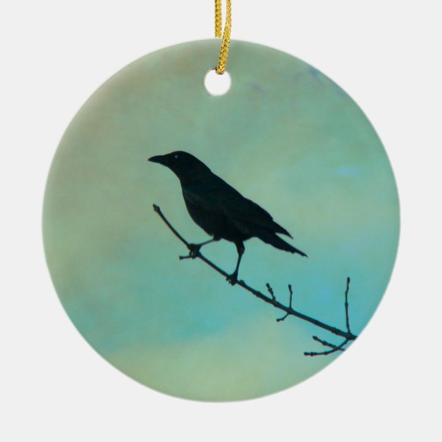 Pretty Blackbird Ceramic Ornament (Front)