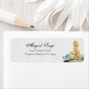 Pretty Blond Mermaid Beach Address Label
