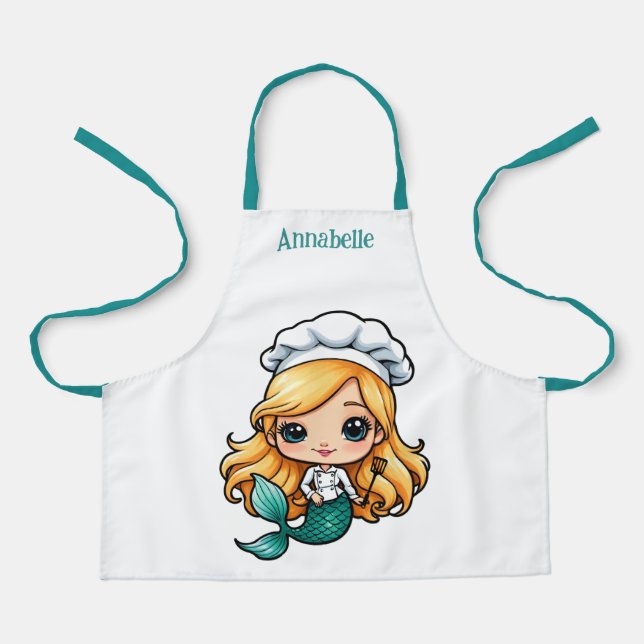 Pretty Blonde Mermaid Chef Personalize  Apron (Front)