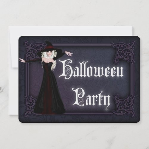 Pretty Blonde Witch Adult Halloween Party Invite