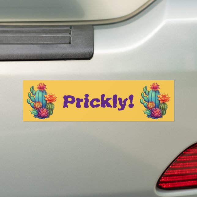 Pretty Blooming Cactus Bumper Sticker (On Car)