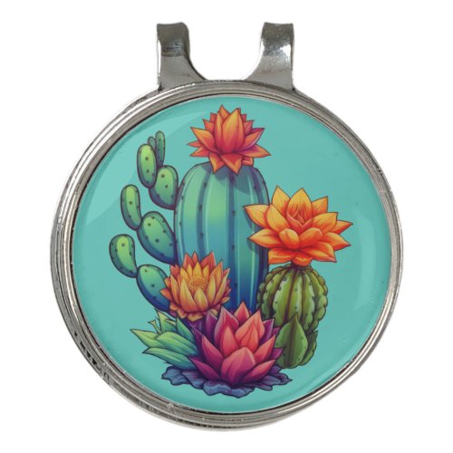 Pretty Blooming Cactus Golf Hat Clip