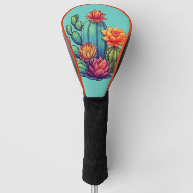 Pretty Blooming Cactus Golf Head Cover (Front)
