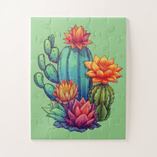 Pretty Blooming Cactus Jigsaw Puzzle
