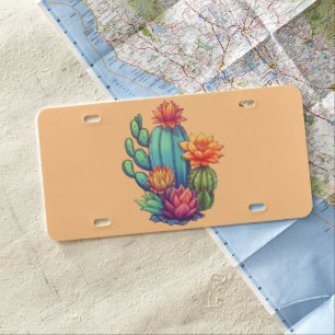 Pretty Blooming Cactus License Plate