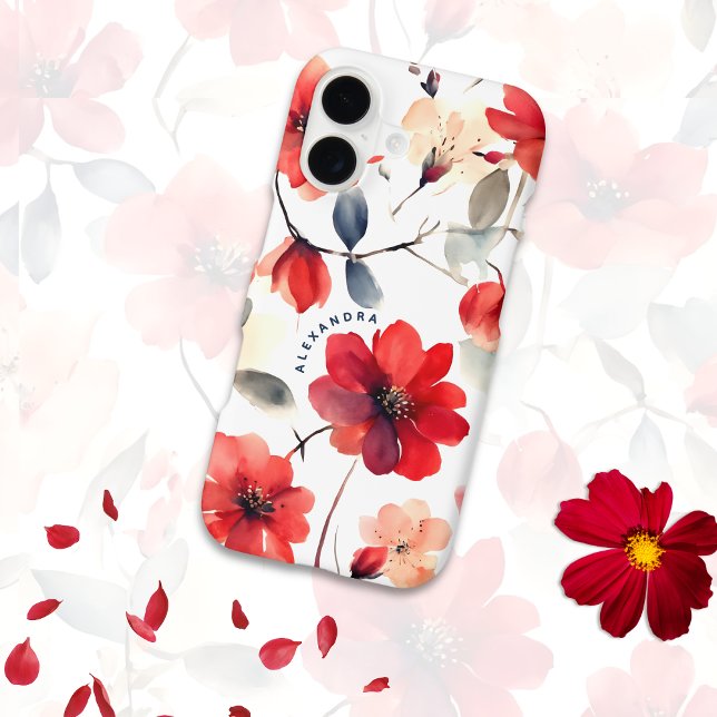Pretty Blooming Red Blossoms Custom Name  Case-Mate iPhone Case (Creator Uploaded)