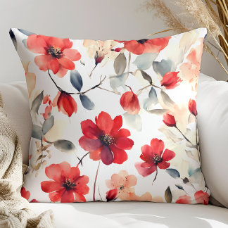 Pretty Blooming Red Blossoms  Throw Pillow