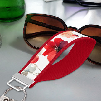 Pretty Blooming Red Blossoms Wrist Keychain