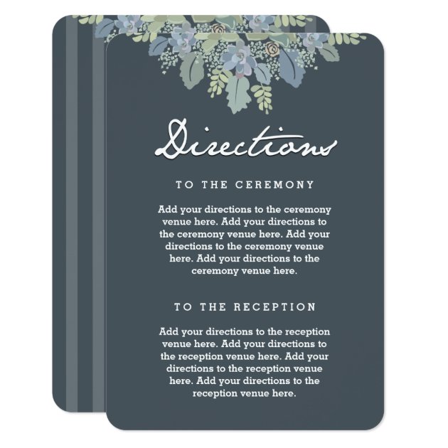 Pretty Blooms Vintage Gardens Wedding Directions Card