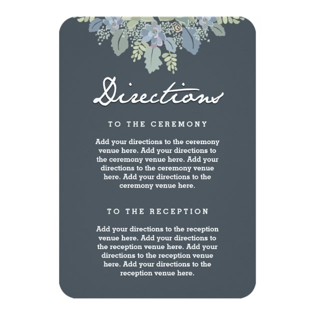 Pretty Blooms Vintage Gardens Wedding Directions Card