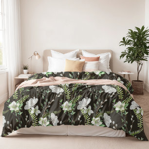 Pretty Blossoms Butterflies Green Ferns Duvet Cover