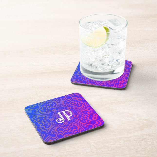 Pretty Blue Abstract Beverage Coaster (Right Side)