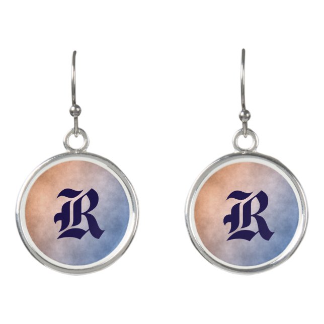 Pretty blue and burgundy parchment earrings (Front)