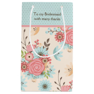 Pretty Blue and Coral Floral Bridesmaid Gift Bag