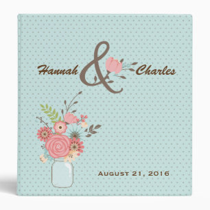Pretty Blue and Coral Floral Wedding Album Binder