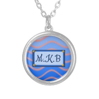 Pretty Blue and Coral Ombre Ripples Silver Plated Necklace